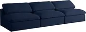 Carmen Cloud Modular Armless Sofa In Navy Linen Fabric by Meridian Furniture