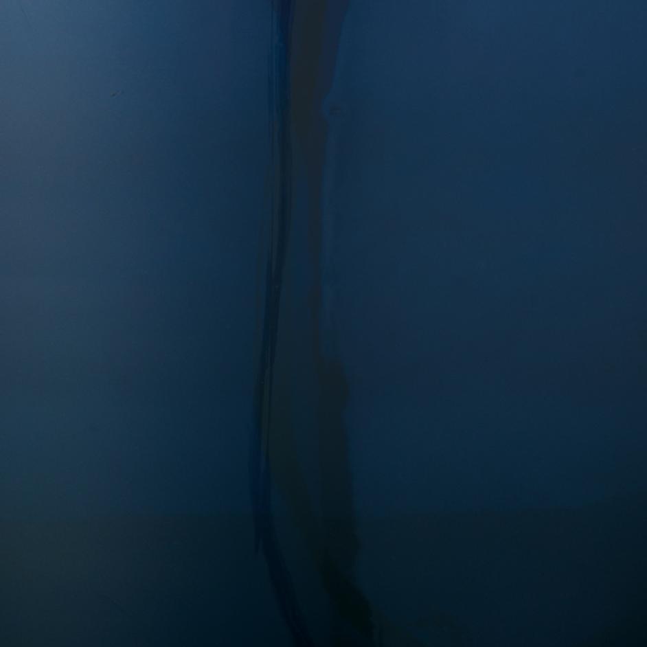 Plum Jar Glass Table Lamp with Burlap Shade, Blue by Jamie Young