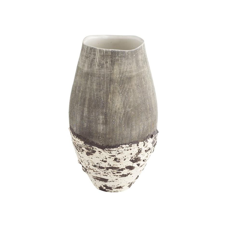Calypso Vase | Off White | Brown - Small by Cyan Design