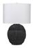 Lunar Polyresin Table Lamp with Linen Shade, Black by Jamie Young