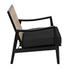 Lichtenstein Sungkai and Mindi Wood Chair with Peeled Rattan Detailing in Charcoal Black with Black Cotton Upholstery by Noir Furniture
