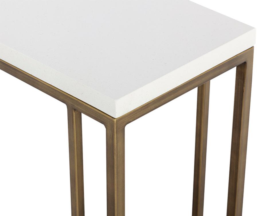 SAWYER END TABLE - ANTIQUE BRASS - WHITE by Sunpan