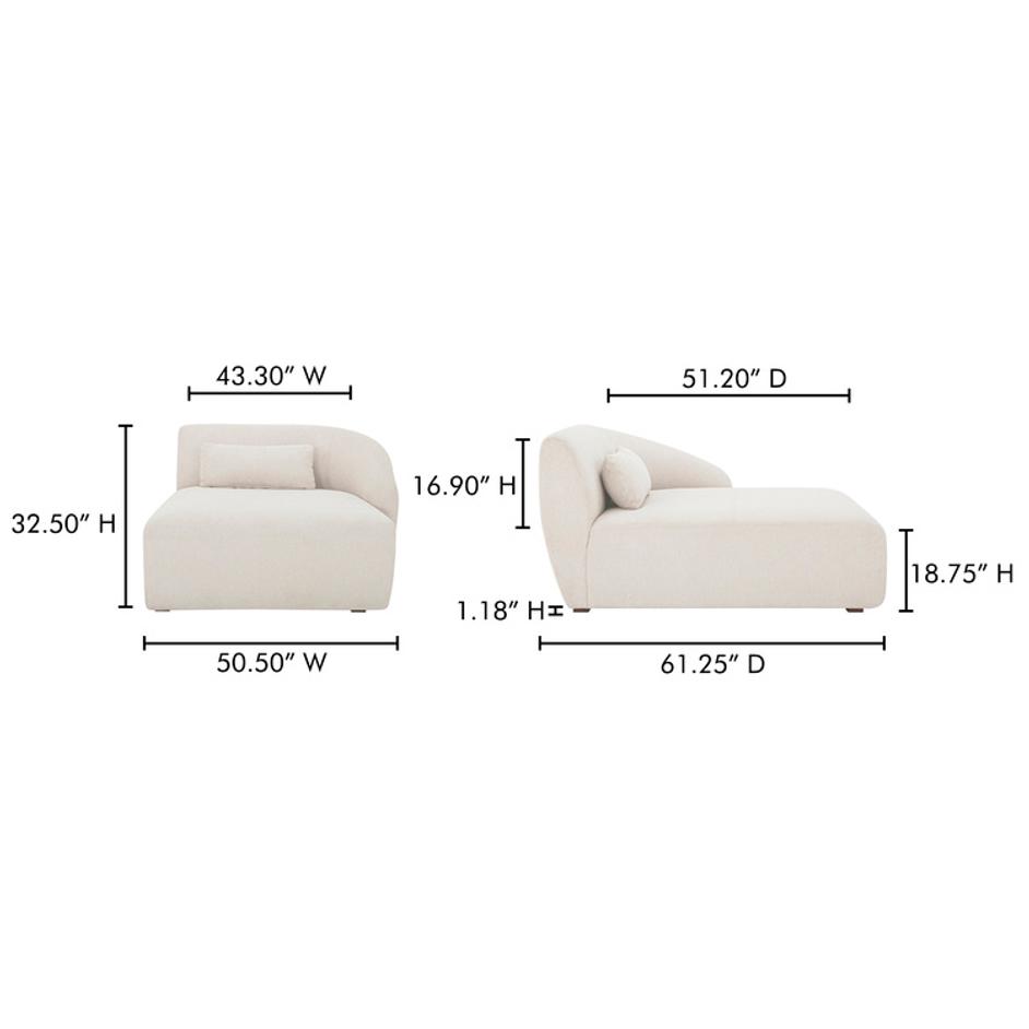 Amelia Right Arm Facing Chaise Warm White by Moes Home