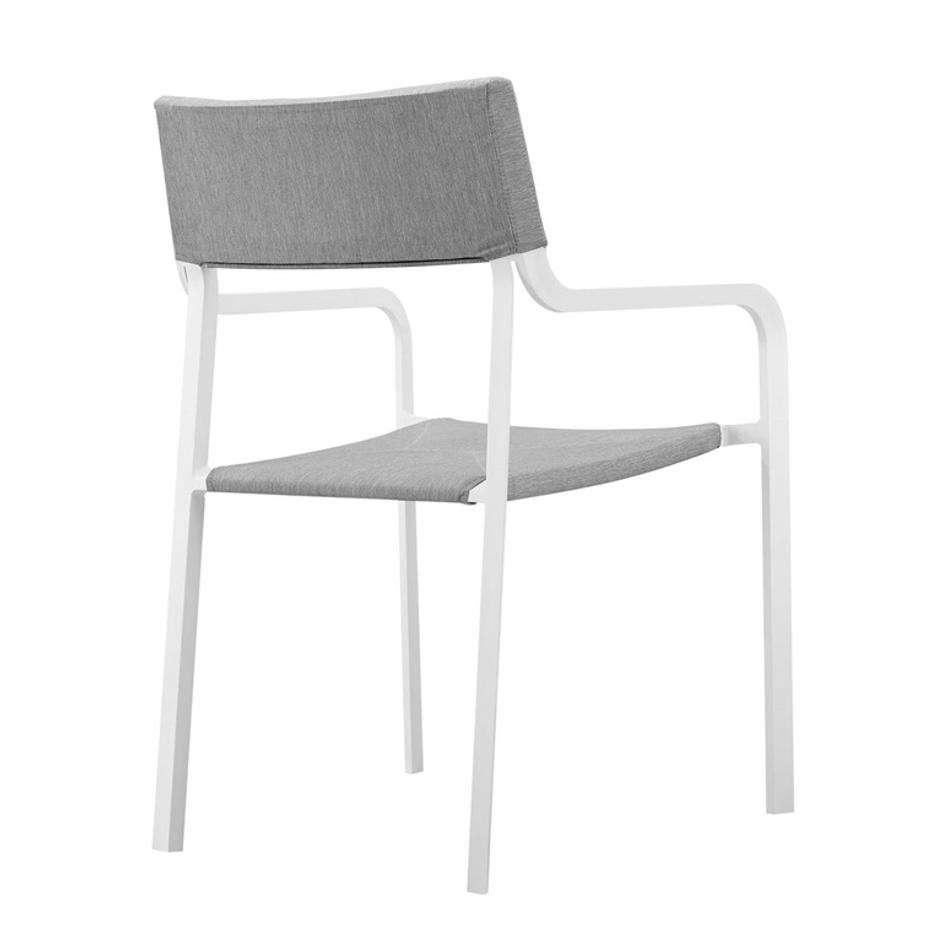 Fenimore Stackable Outdoor Patio Aluminum Dining Armchair In White Gray by Modway Furniture