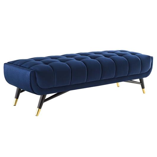 Scholar 60" Performance Velvet Bench In Midnight Blue by Modway Furniture