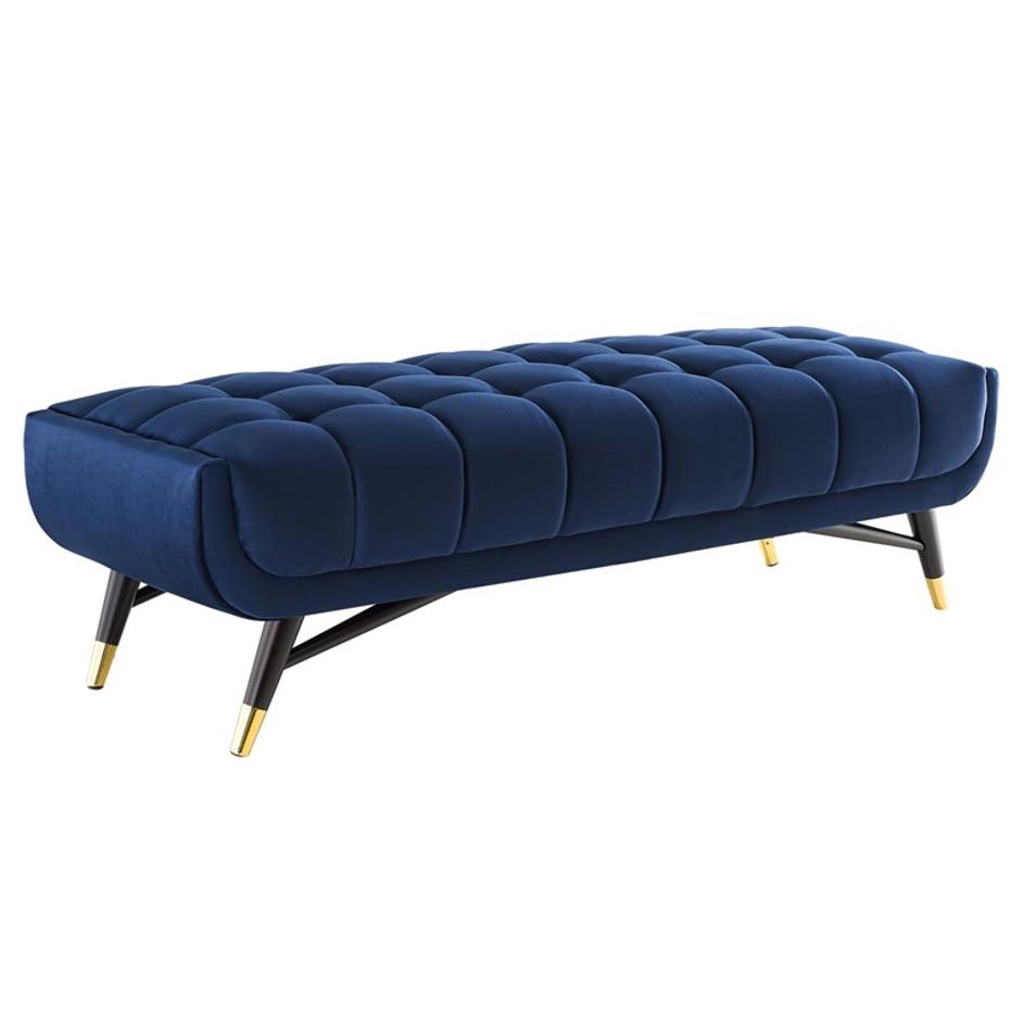 Scholar 60" Performance Velvet Bench In Midnight Blue by Modway Furniture
