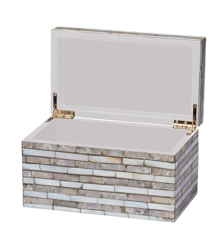 Roosevelt Grey Mother of Pearl Decorative Box, Small by Jamie Young