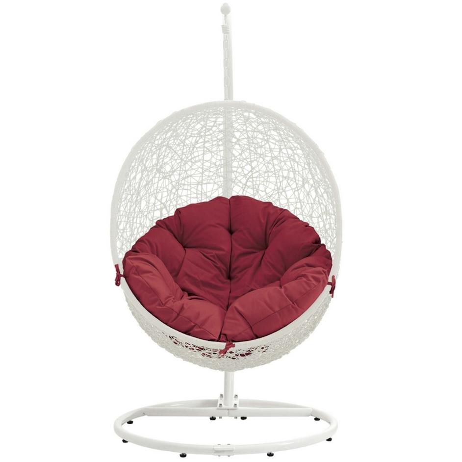 Segreto Outdoor Patio Swing Chair With Stand In White Red by Modway Furniture