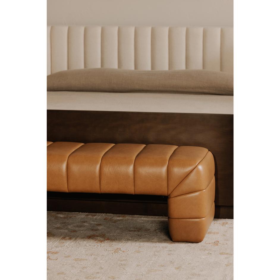 Verity Bench Tan Leather by Moes Home