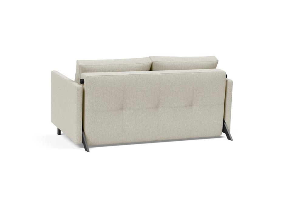 CUBED FULL SOFA BED in MIXED DANCE NATURAL FABRIC WITH Black Steel LEGS 527 by INNOVATION USA