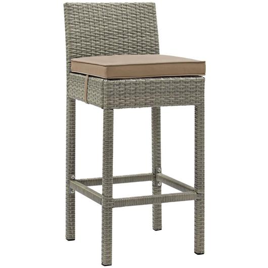 Brandon Outdoor Patio Wicker Rattan Bar Stool In Light Gray Mocha by Modway Furniture