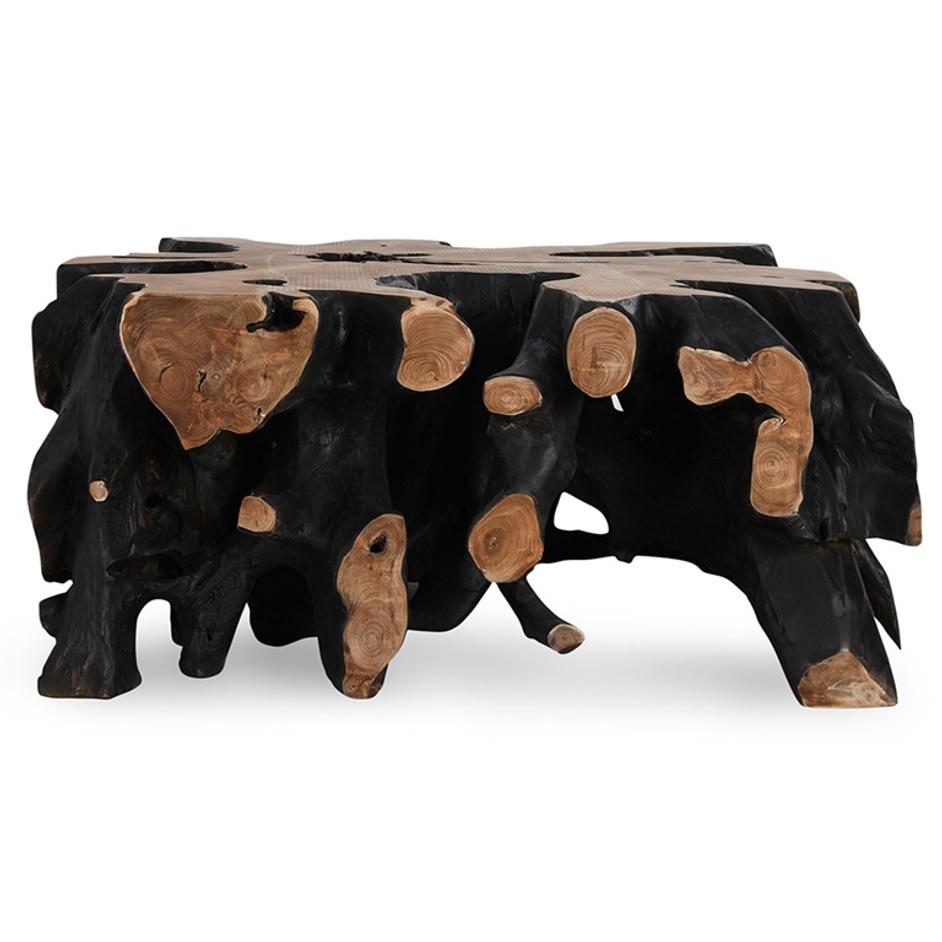 Cypress Root 40" Square Coffee Table Black/Natural by Classic Home