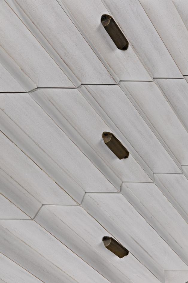 Hikaru White Wash Mahogany and Veneer Dresser with Brass Pulls by Noir Furniture