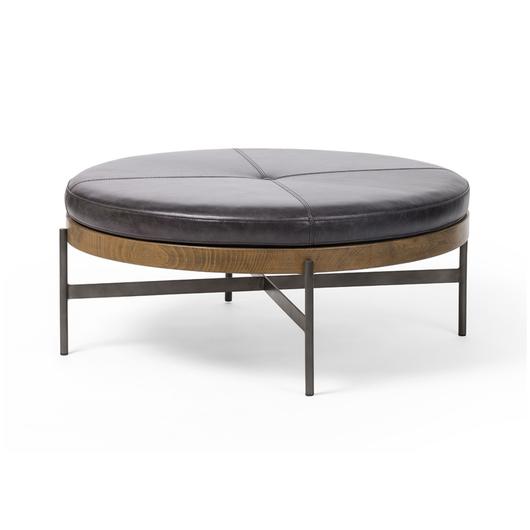 Edwyn Large Ottoman In Sonoma Black by FOUR HANDS