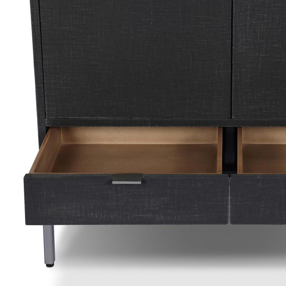Cressida Bar Cabinet - Black Linen by Four Hands
