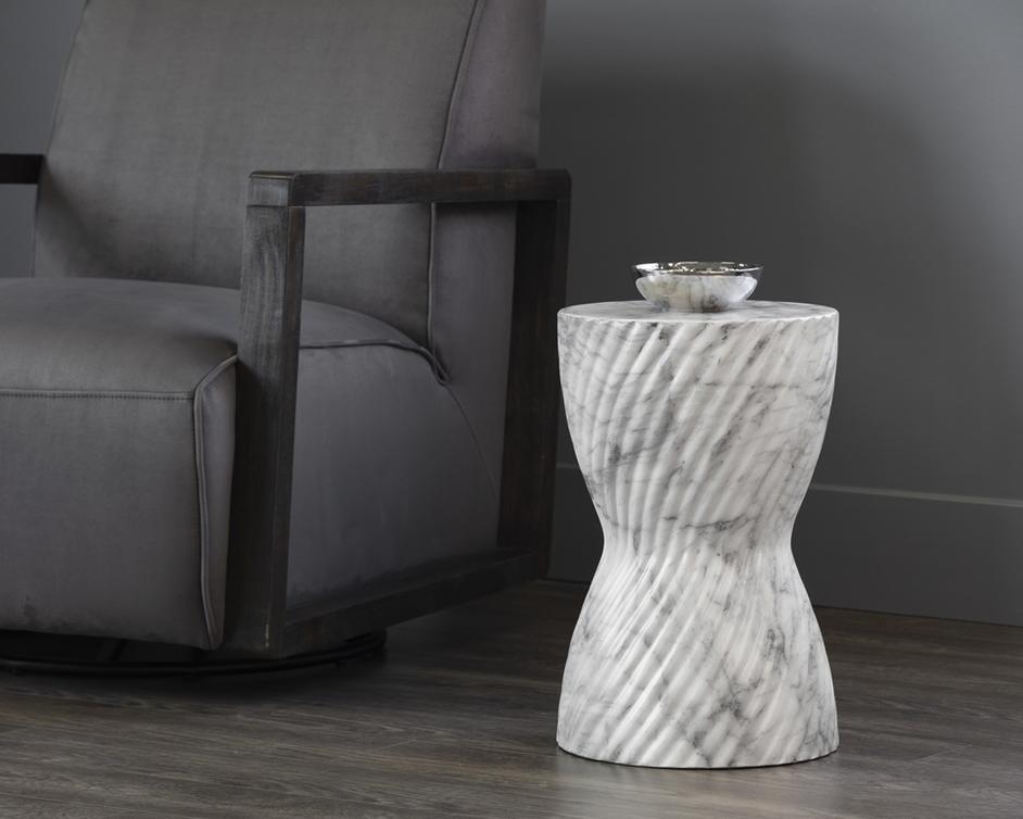 Cara End Table - Marble Look - White by Sunpan
