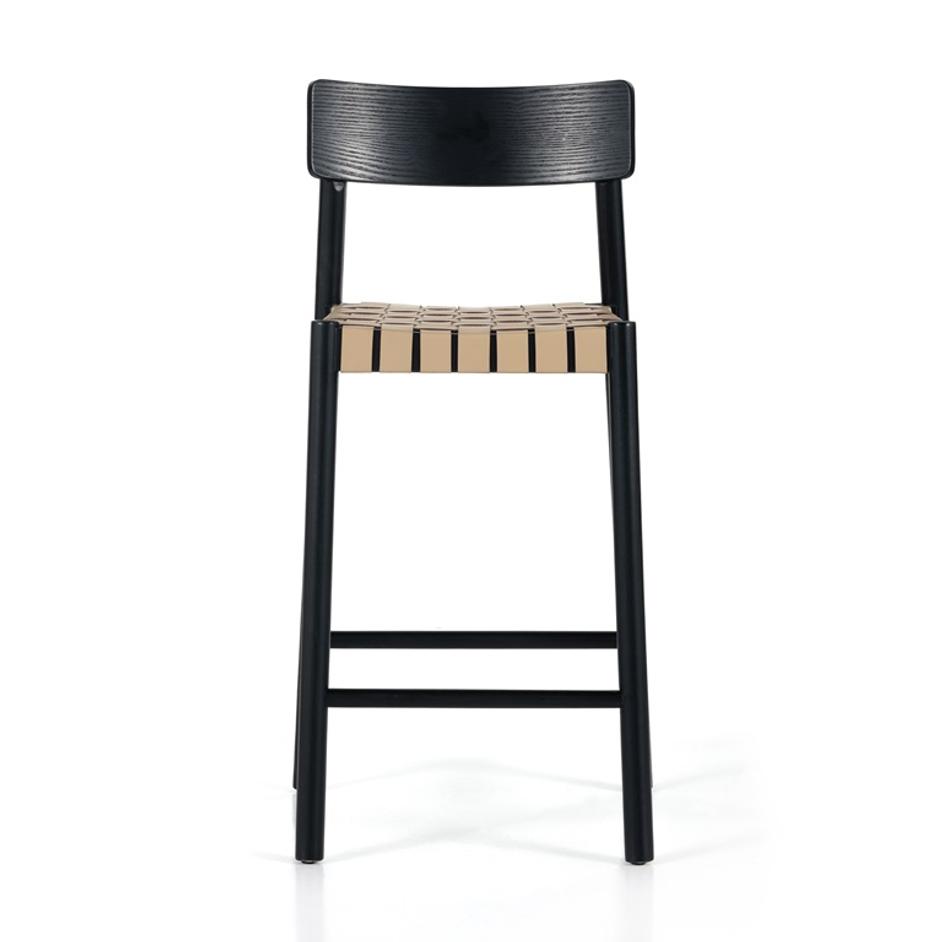Heisler Stool In Almond Leathr Blnd In Counter by FOUR HANDS
