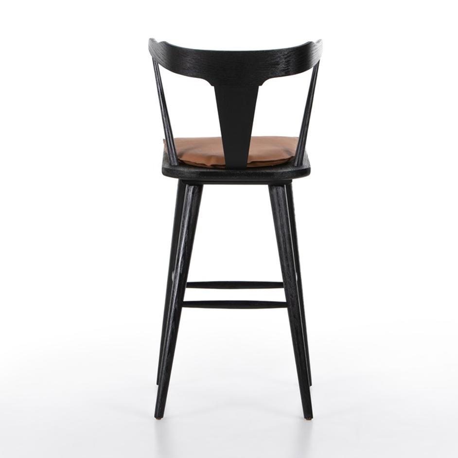 Ripley Stool With Cushion In Black Oak In Bar by FOUR HANDS