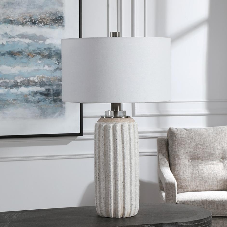Azariah White Crackle Table Lamp by Uttermost