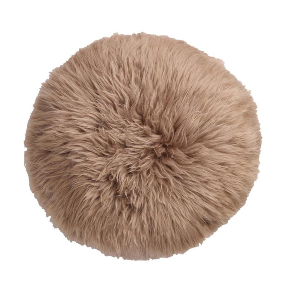 Lalo Lambskin Pouf In Brown Lambskin by Four Hands