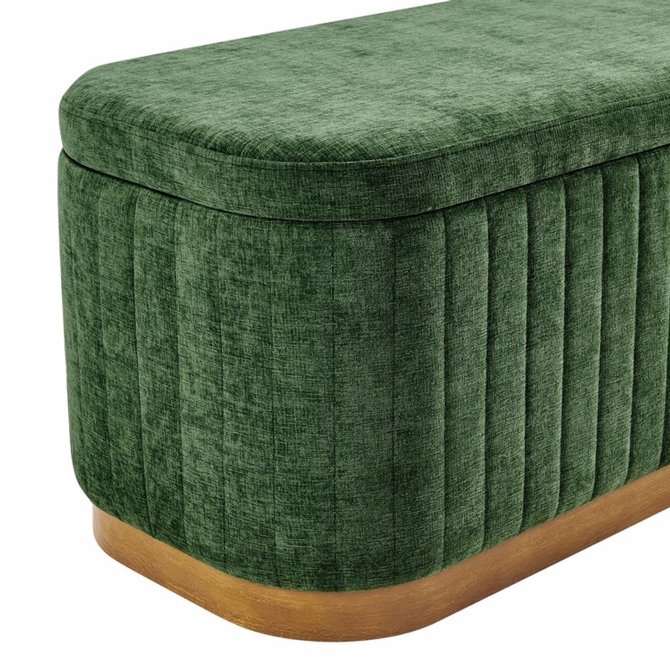 Clinton Chenille Storage Bench, Seneca Green  by New Pacific Direct