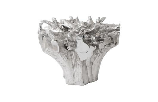 Root Small Silver Dining Table Base, With Glass by PHILLIPS COLLECTION