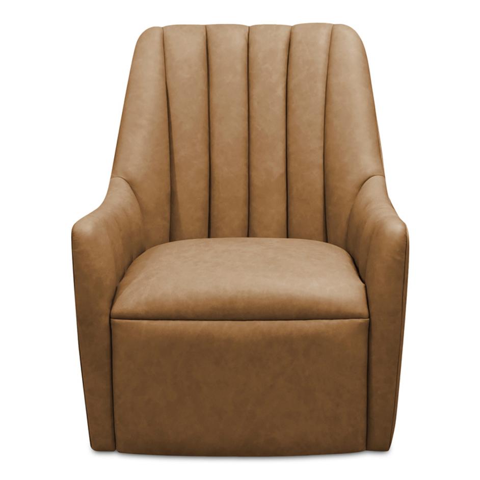 Bowie Swivel Chair Tan Leather by Moes Home
