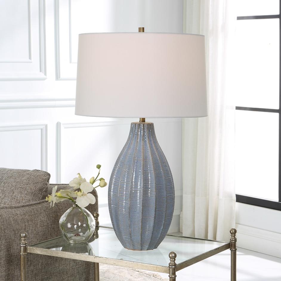 Veston Blue Glaze Table Lamp by Uttermost