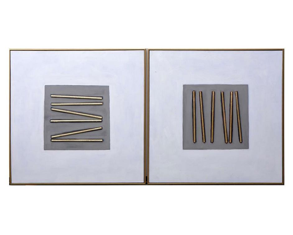 Pick Up Sticks (set Of 2) - 48" X 48" - Gold Floater Frame by Sunpan