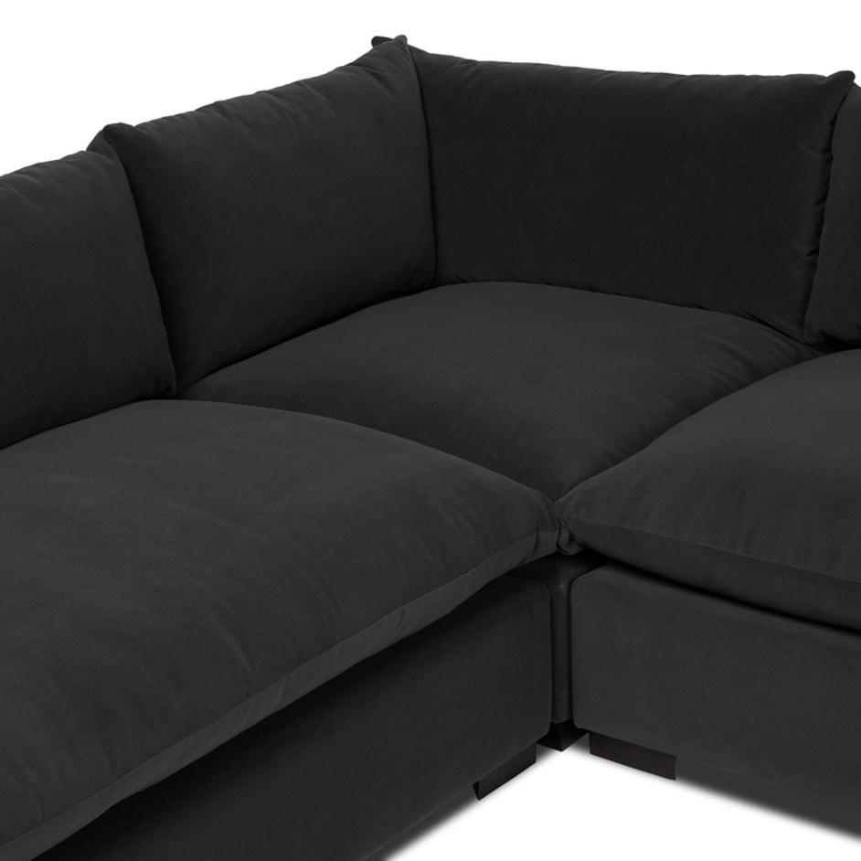 Grant 3 Piece Sectional With Arms In Crypton Henry Charcoal And Espresso by Four Hands