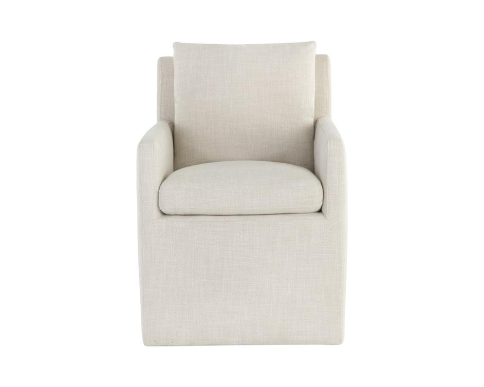 Glenrose Wheeled Dining Armchair - Effie Linen by Sunpan