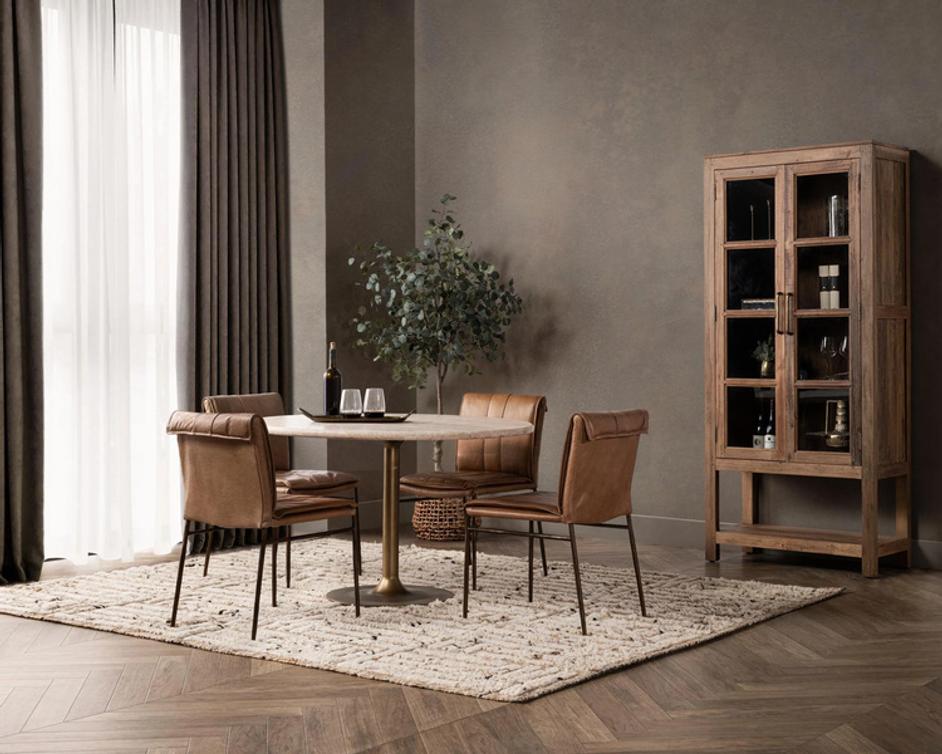 Malani Travertine Round Dining Table by Classic Home