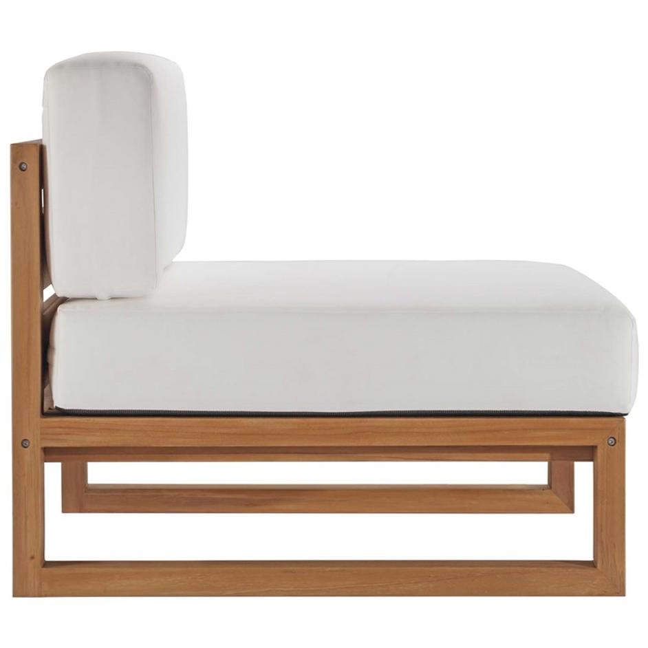 Sunbury Outdoor Patio Teak Wood Armless Chair In Natural White by Modway Furniture