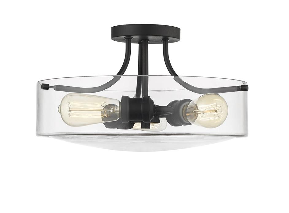 Delaney 3 Light Semi Flush Mount in Matte Black Finish by Z-Lite
