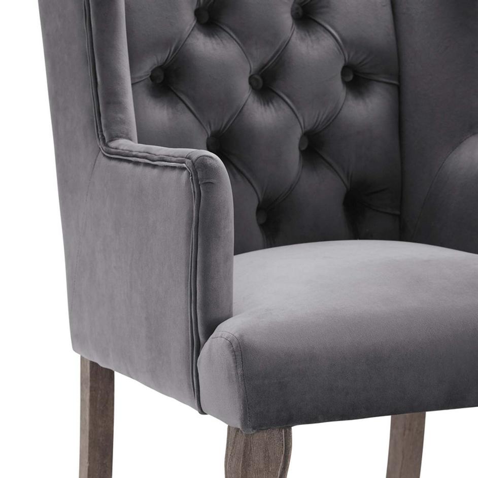 Combest French Vintage Dining Performance Velvet Armchair In Gray by Modway Furniture