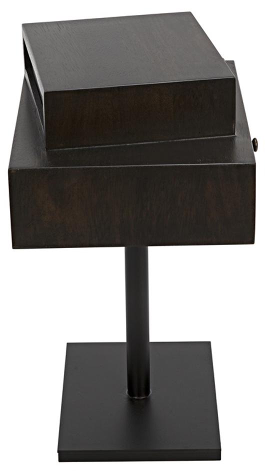Enola Side Table, Ebony Walnut with Steel Base by Noir Furniture