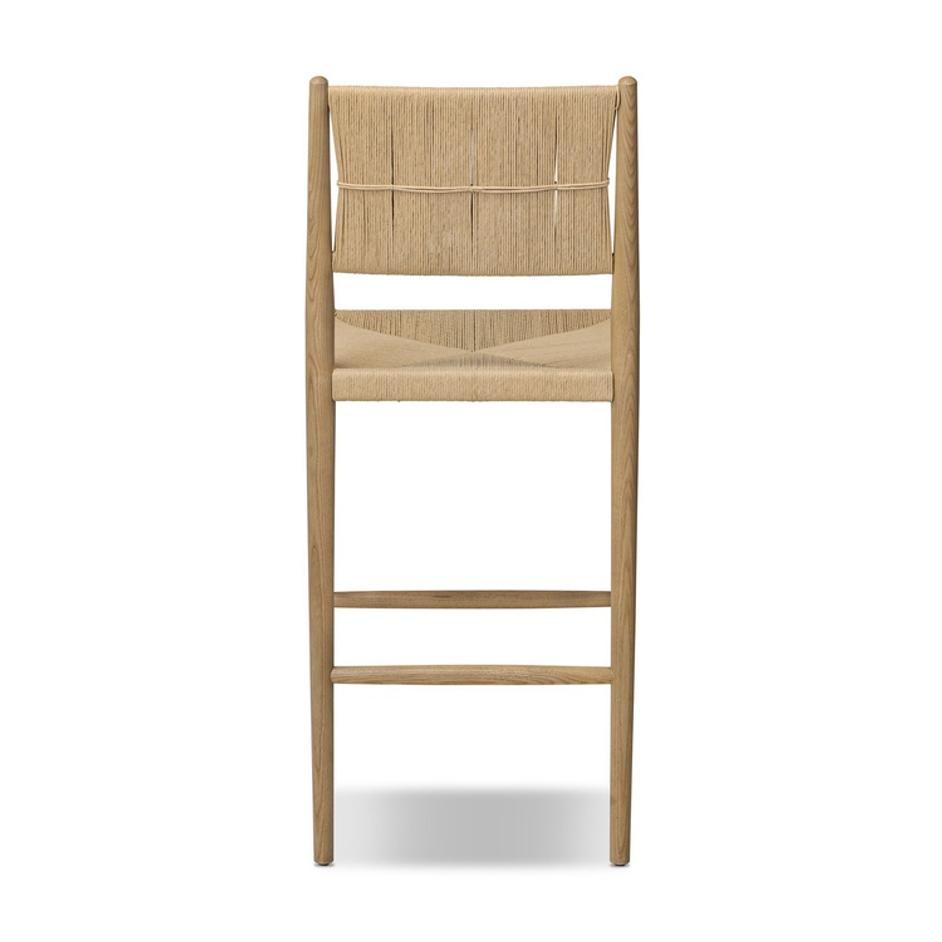 Dara Bar Stool In Toasted Ash And Natural Paper Cord by Four Hands