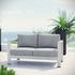 Nantucket Outdoor Patio Aluminum Loveseat In Silver Gray by Modway Furniture