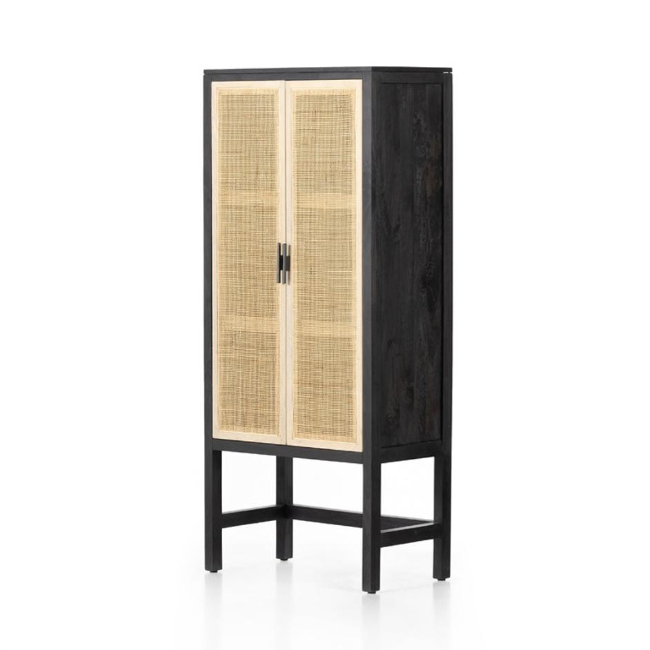 Caprice Narrow Cabinet In Black Wash Mango by FOUR HANDS