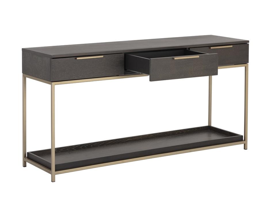 Rebel Console Table With Drawers - Gold - Charcoal Grey by Sunpan