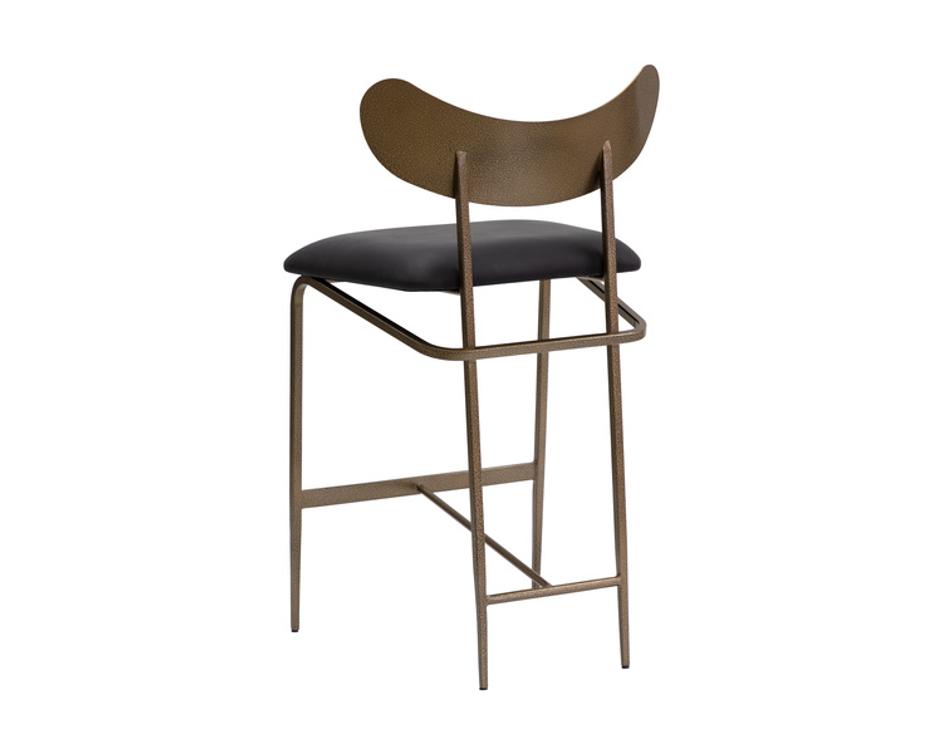 GIBBONS COUNTER STOOL - ANTIQUE BRASS - CHARCOAL BLACK LEATHER by Sunpan