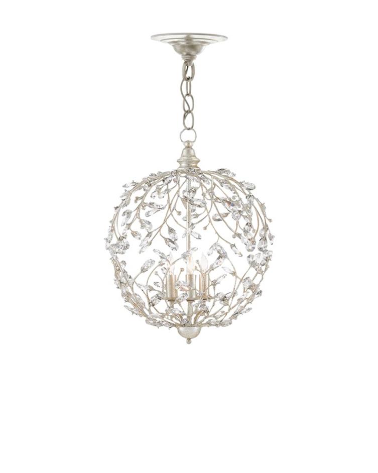 Crystal Bud Silver Orb Chandelier In Silver Granello by Currey & Company