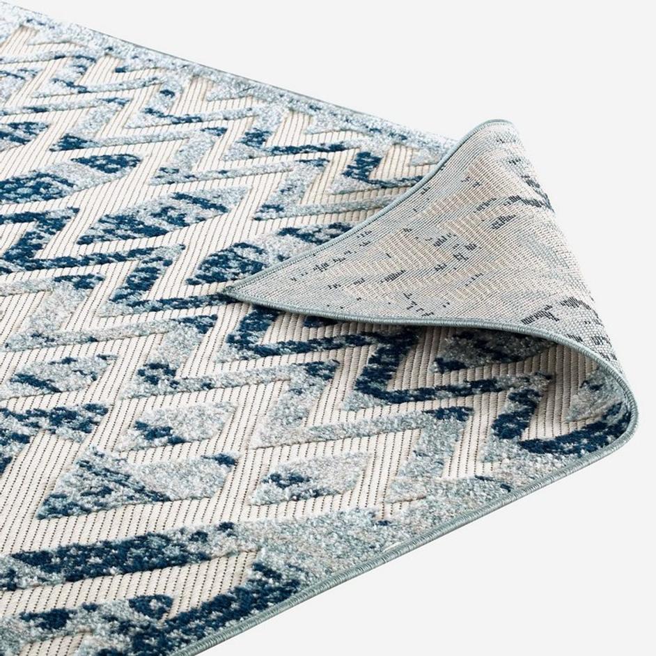 Burket Tamako Diamond And Chevron Moroccan Trellis 5X8 Indoor / Outdoor Area Rug In Ivory And Blue by Modway Furniture