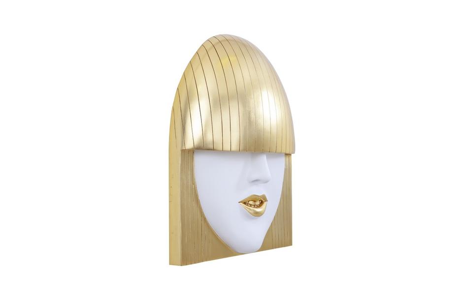 Fashion Faces Wall Art, Large, Smallallile, White And Gold Leaf by PHILLIPS COLLECTION