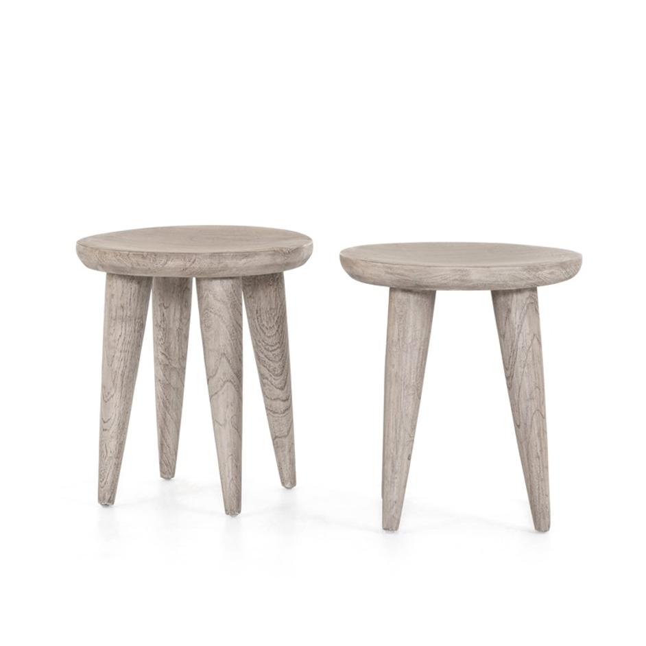 Zuri Round Outdoor End Table In Grey by FOUR HANDS