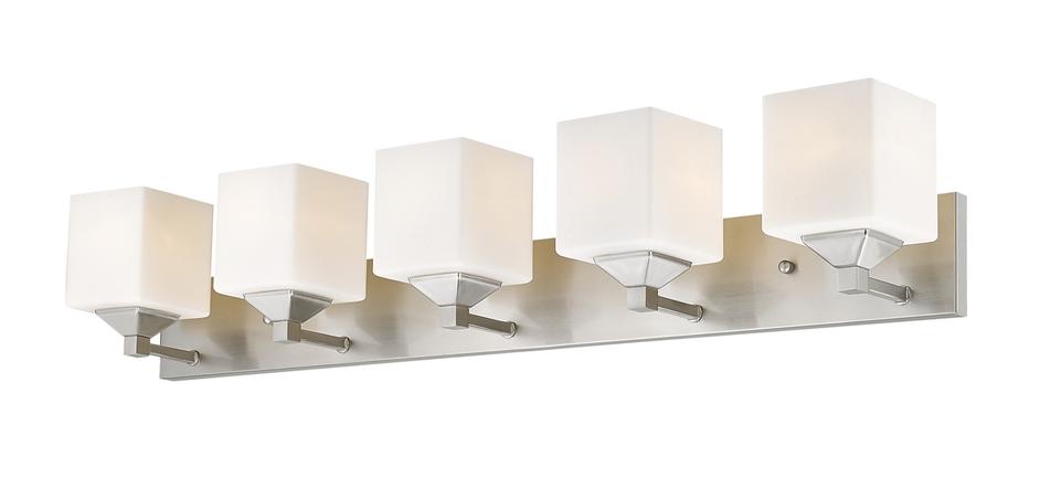 Quube 5 Light Vanity  in Brushed Nickel Finish by Z-Lite