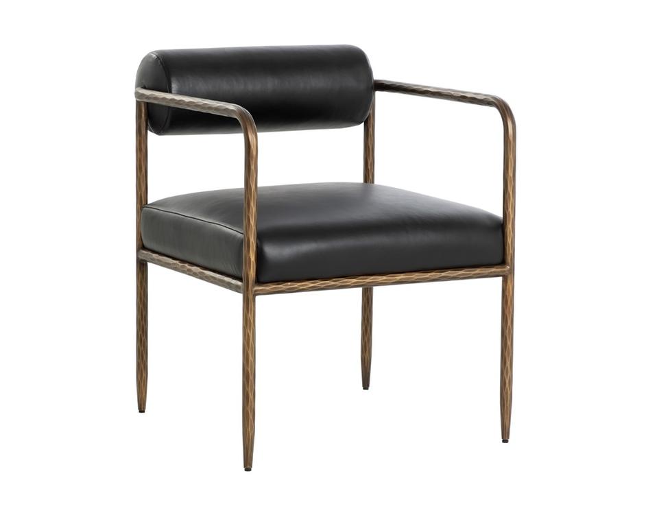 AJANI DINING ARMCHAIR - CHARCOAL BLACK LEATHER by Sunpan