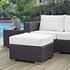 Minerva Outdoor Patio Fabric Square Ottoman In Espresso White by Modway Furniture