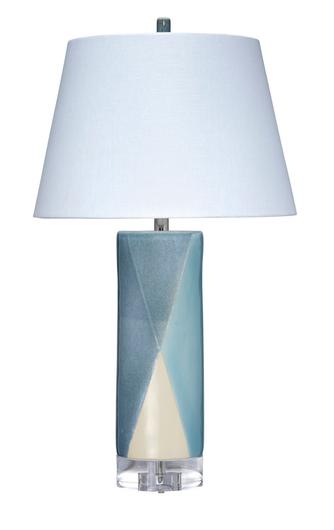 Diamond Ceramic Table Lamp with Linen Shade by Jamie Young