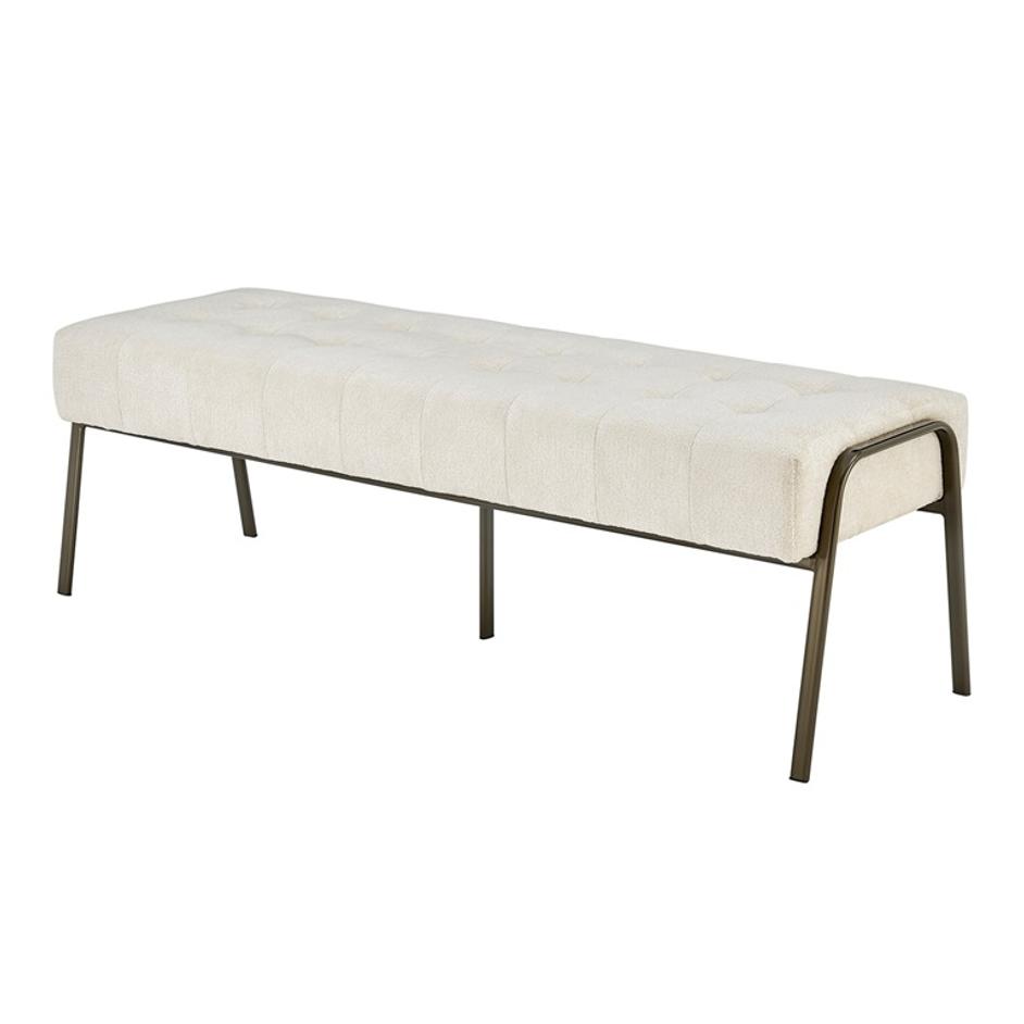 Venturi Fabric Tufted Bench In Opus Cream by New Pacific Direct